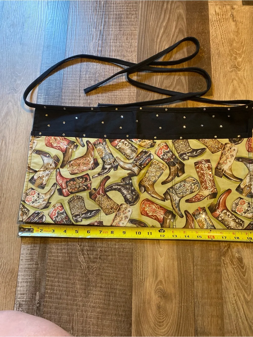Black and Multicolor Western Boot Print Waist Apron - Women Accessories